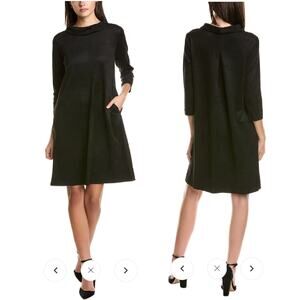 J McLaughlin Lenka Shift Dress Size Medium  Black Jacquard 3/4 Sleeve